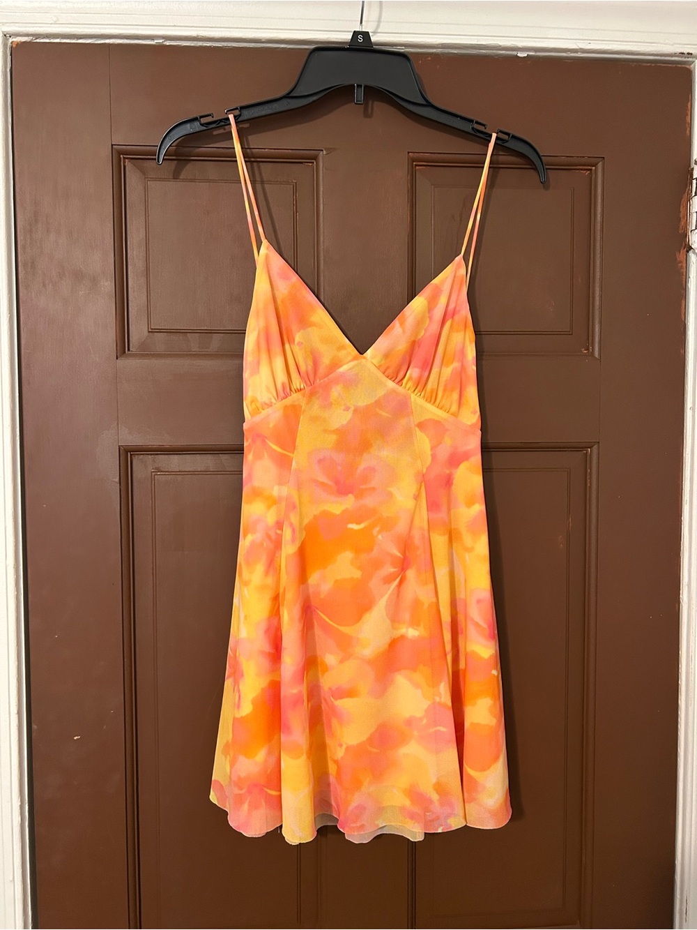 Zara Pink Orange Yellow Floral Mini Dress